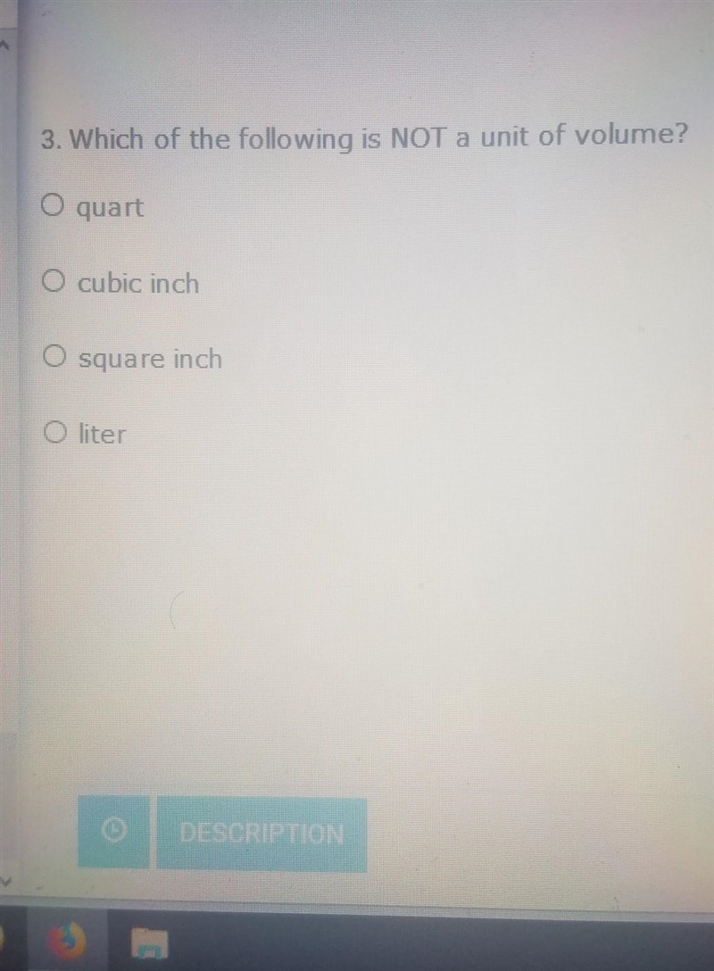 Which of the following is not a unit of volume​-example-1