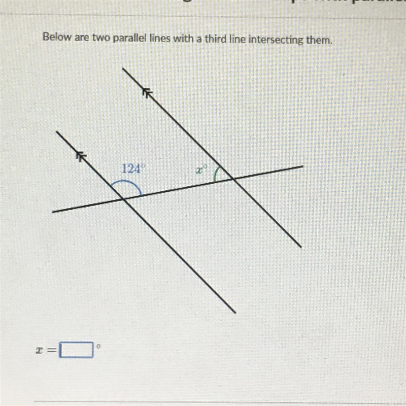 Below are two parallel lines with a third line intersecting them.-example-1