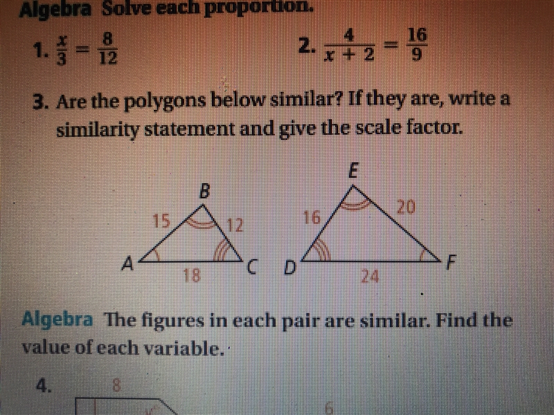 Are the polygons below similar? If they are, write a statement and give the scale-example-1