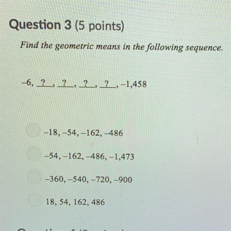 Find the geometric means in the following sequence.-example-1