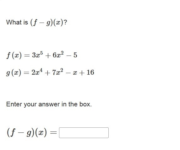 PLEASE HELP ASAP!!! CORRECT ANSWER ONLY PLEASE!!! What is (f−g)(x)?-example-1