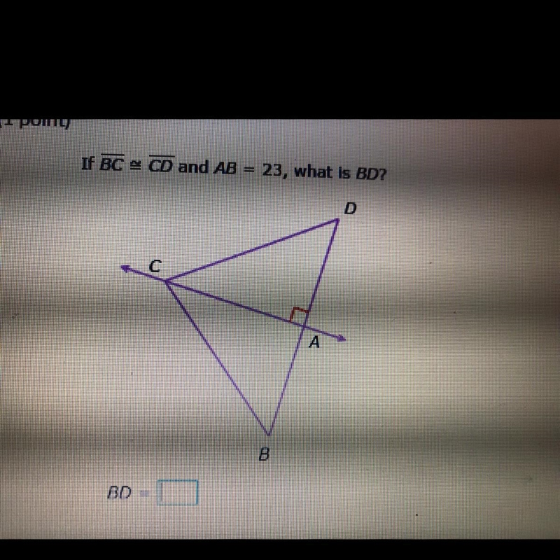 Please help? If BC ~ CD and AB = 23, what is BD?-example-1