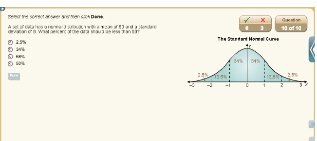 A set of data has a normal distribution with a mean of 50 and a standard deviation-example-1