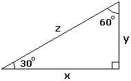 In the above triangle, if x = , y = 1, and z = 2, then which of the following is equal-example-1