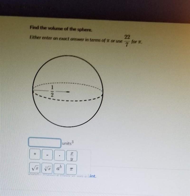 Find the volume of the sphere. ​-example-1