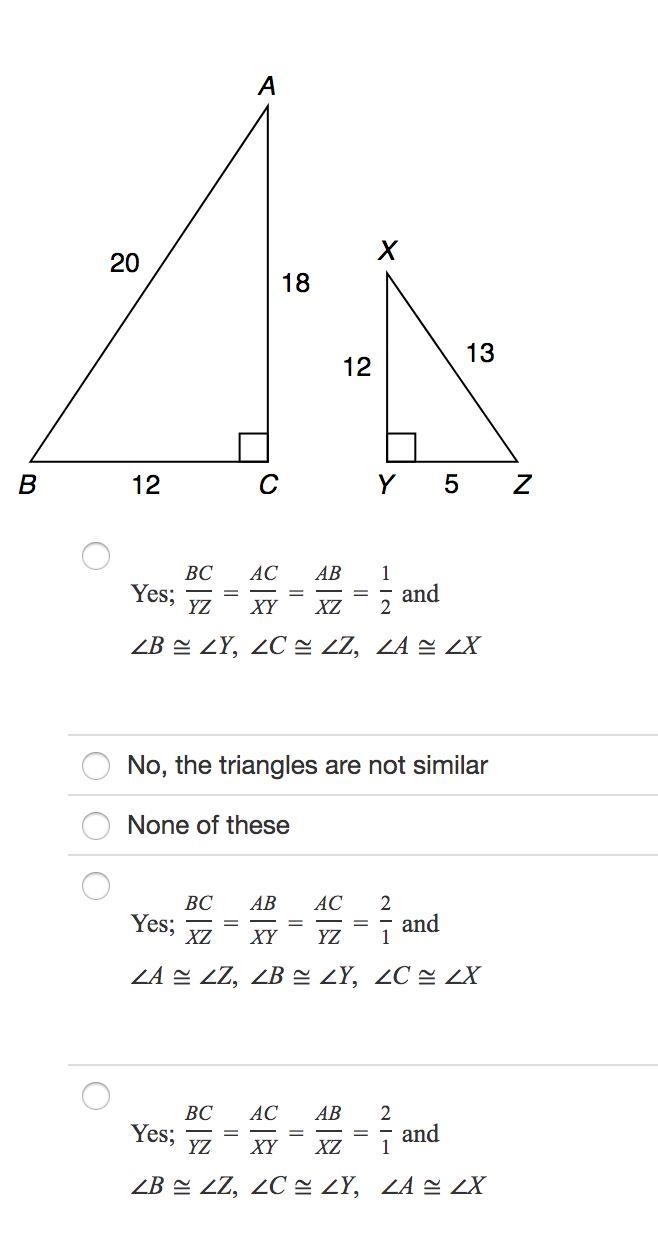 Determine whether the polygons are similar. If so, identify the correct similarity-example-1