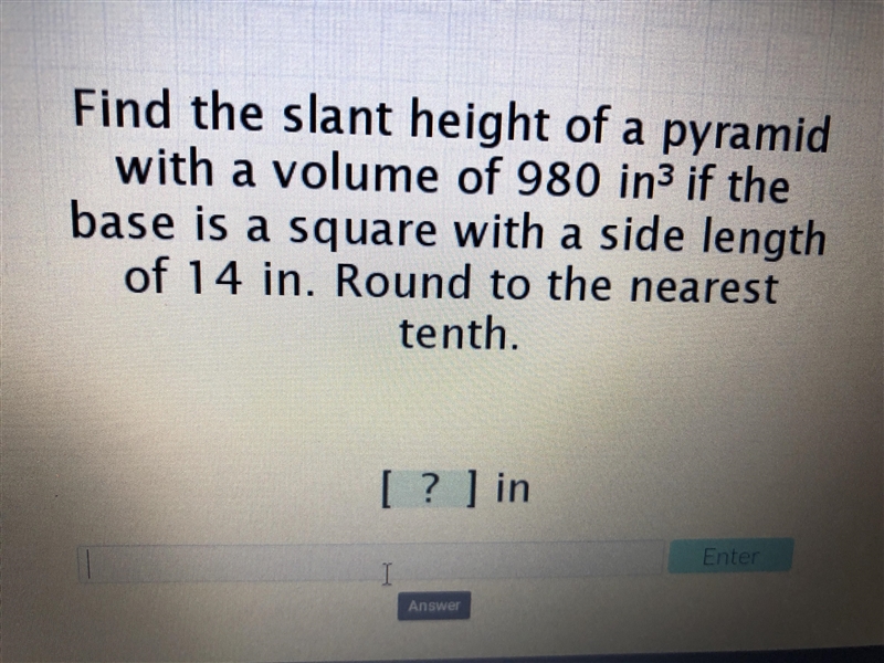 Need help with geometry. Finding the slant height of a pyramid-example-1