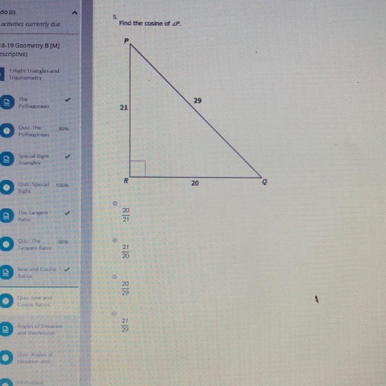 Find the cosine of angle p-example-1