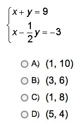 9.which of the following ordered pairs is a solution of the given system of linear-example-1