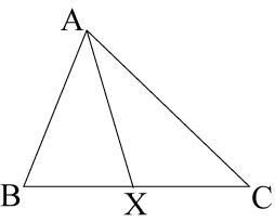 Given bx/xc=ab/ac, then BX:BA = ?:AC. The value of ? is BX BA XC AC-example-1