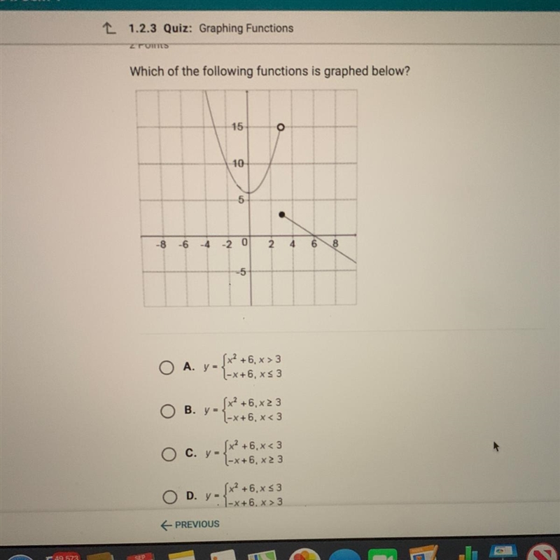 Which of the following functions is graphed below?-example-1