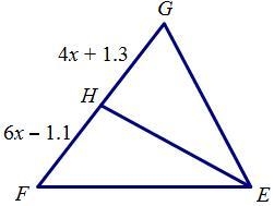 Given that line EH is a median of triangle EFG find FG-example-1