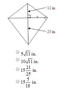 Kate has a kite with the dimensions shown below. What is the value of x?-example-1