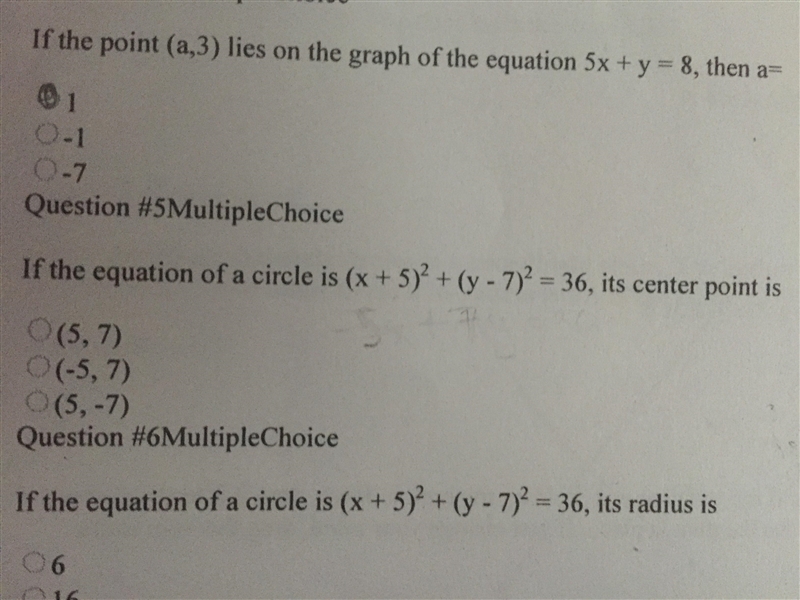 If THE equation of a circle is (x + 5)2 + (y - 7)2 = 36, it’s center point is-example-1