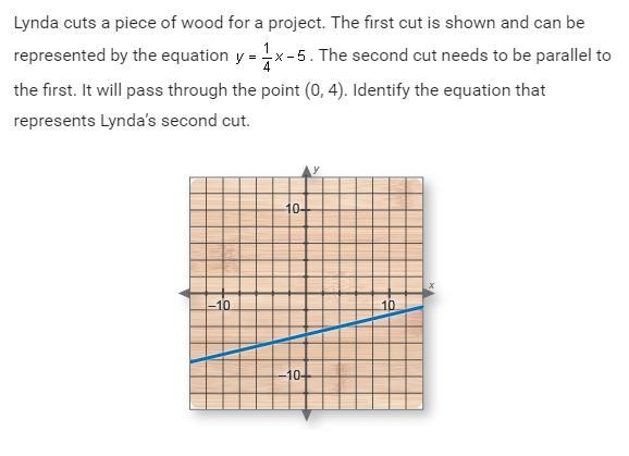 Lynda cuts a piece of wood for a project. The first cut is shown and can be represented-example-1