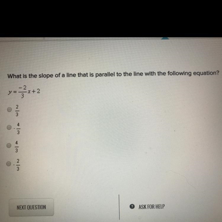 What is the slope of a line that is parallel to the line with the following equation-example-1