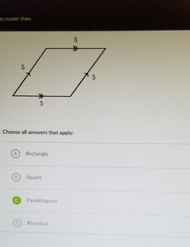 What kind of quadrilateral is the shape shown here? The matching arrow labels indicate-example-1