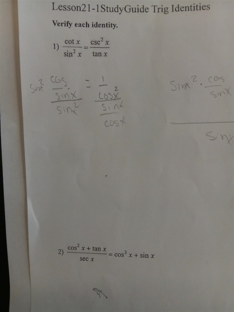 Verify each identity. I need help with the Precalculus. ​-example-1