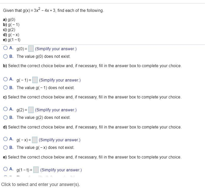 Given that g(x)=3x^2 -4x+3, find each of the following. PICTURE DOWN BELOW!!!-example-1