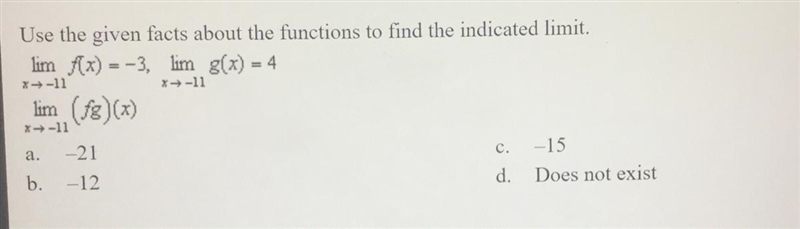 Use the given facts about the functions to find the indicated limit-example-1