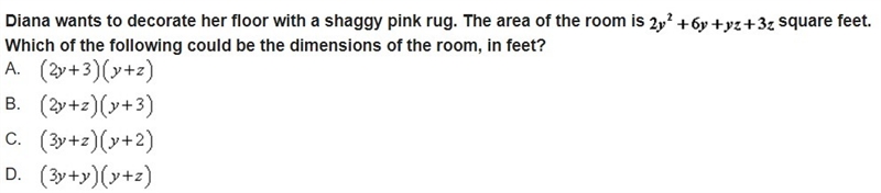 Diana wants to decorate her floor with a shaggy pink rug. The area of the square feet-example-1