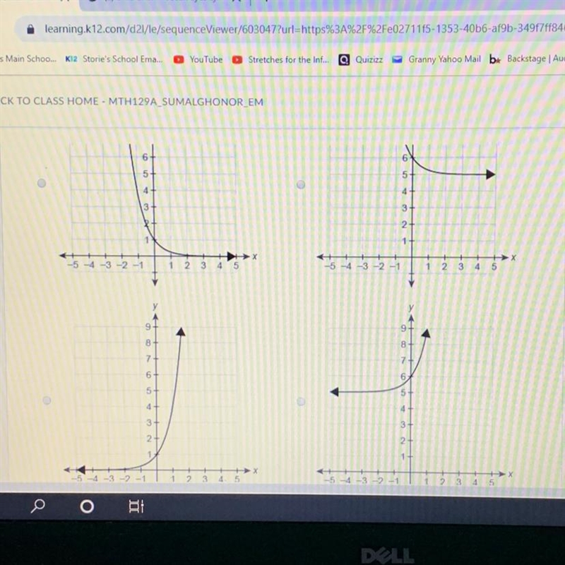 Which graph represents the function f(x) = 0.25^x +5? ***some of the picture is chopped-example-1