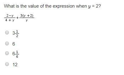 15 POINTS - What is the value of the expression when y=2? See image.-example-1