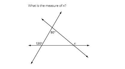 Based on the picture below: what is the measure of x-example-1