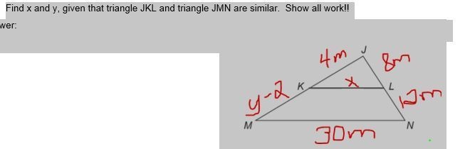 Geometry homework help, please show all of your work. Questions 3: ∆ABC ~ ∆DEF. If-example-1