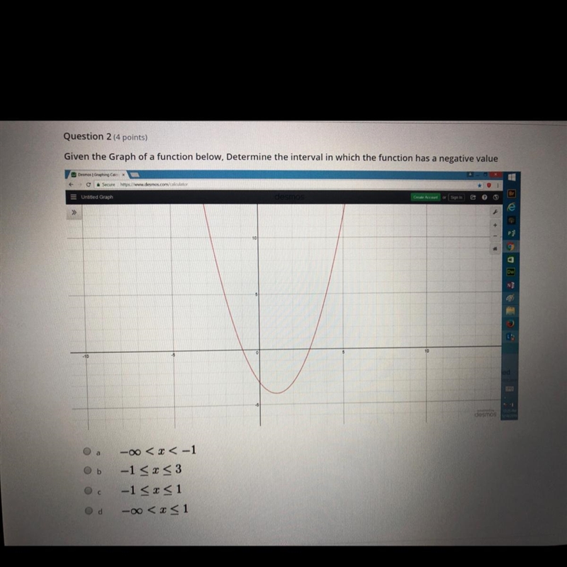 Given the graph of a function below, Determine the interval in which the function-example-1