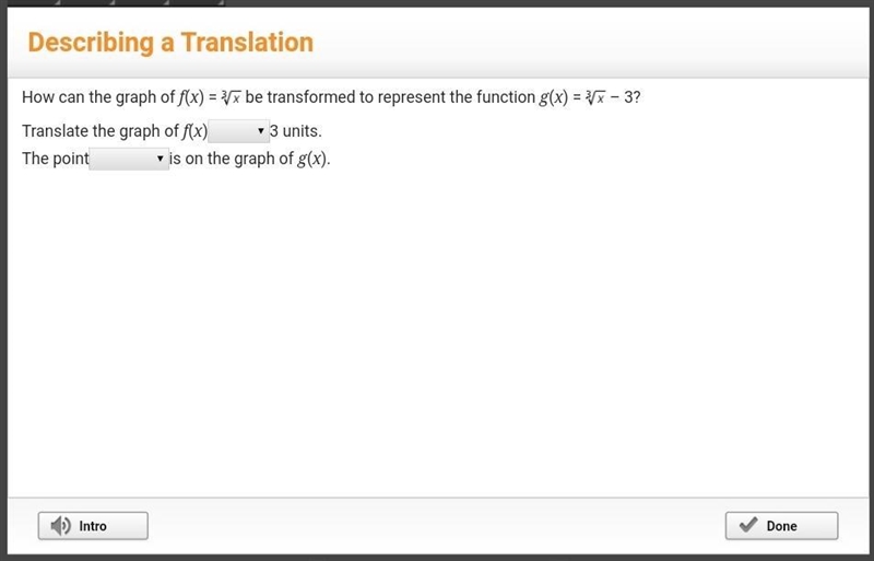 Please help soon! How can the graph of f(x) = ∛x be transformed to represent the function-example-1