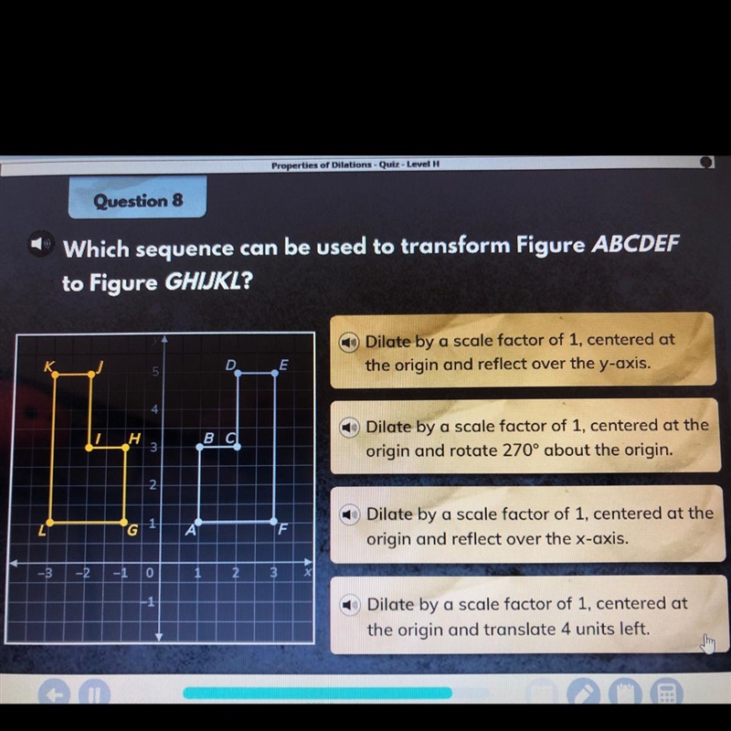 Which sequence can be used transform figure ABCDEF to figure GHIJKL-example-1