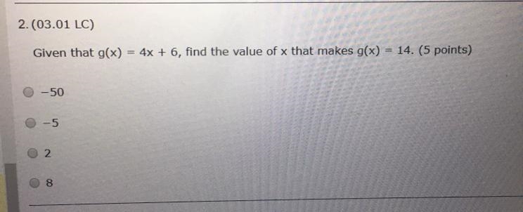 A: -50 B: -5 C: 2 D: 8-example-1