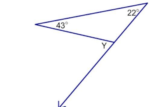 Find the measure of angle Y. A. 115° B. 65° C. 43° D. 22°-example-1