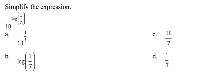 Simplify the expression. log(1/7)-example-1