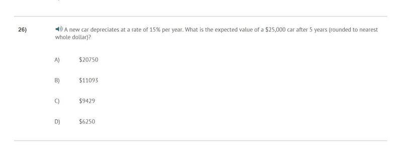 PLEASE HELP ASAP!!! CORRECT ANSWER ONLY PLEASE!!! A new car depreciates at a rate-example-1