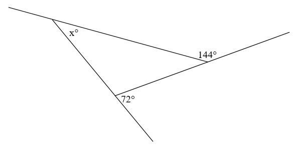 Find the measure of ∠x. A) 26° B) 30° C) 36° D) 39°-example-1