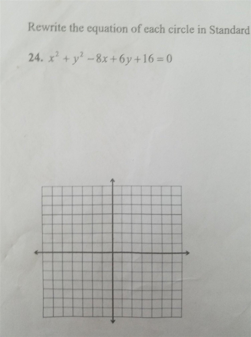 Rewrite the equation of each circle in Standard Form. Then graph.-example-1