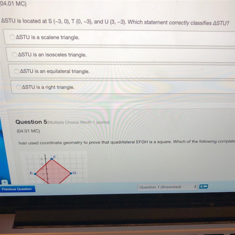 What correctly classifies triangle STU?-example-1