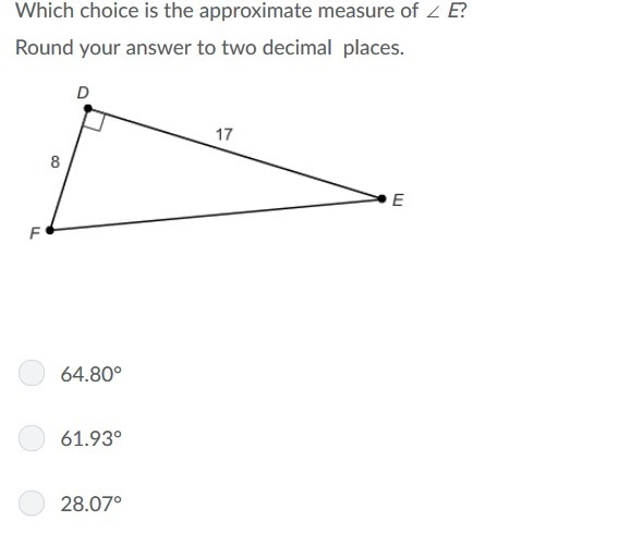 PLZ HELPPPPPP which choice is the approximate measure of A-64.80 B-61.93 C-28.07 D-example-1