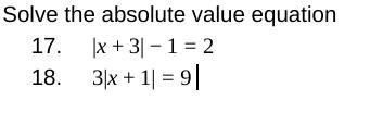 Solve the absolute value equation (picture listed below)-example-1