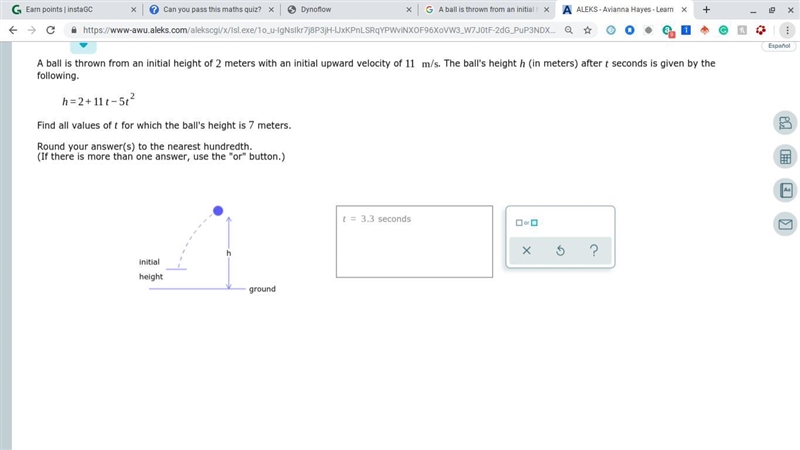 HELPPPPPPP!!!!!!!!!!!!!!!! A ball is thrown from an initial height of 2 meters with-example-1