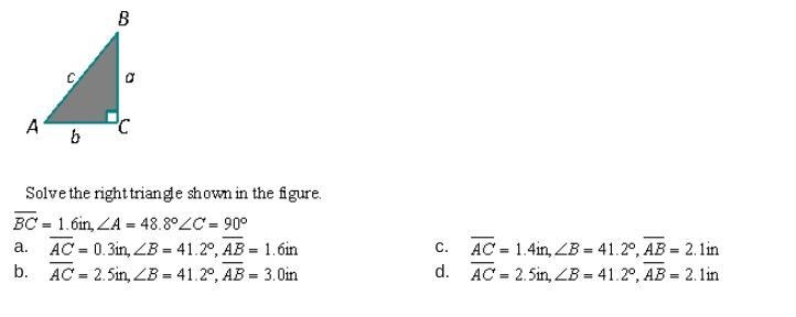 Please help soon. Solve the right triangle shown in the figure.-example-1