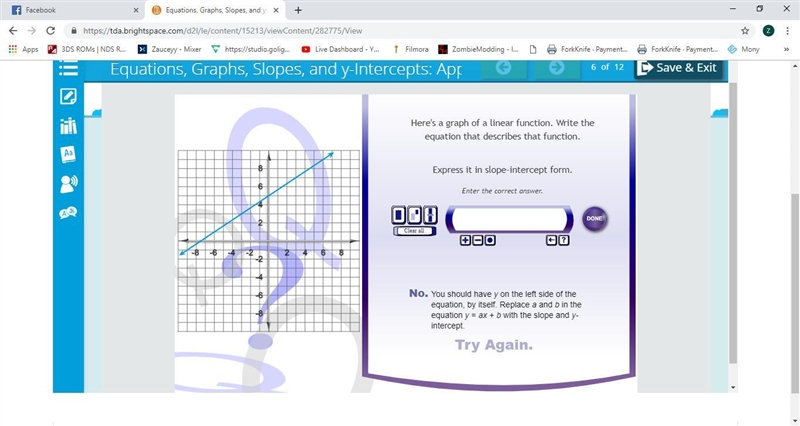 Here’s a graph of linear function. Write the equation that describes that functions-example-1