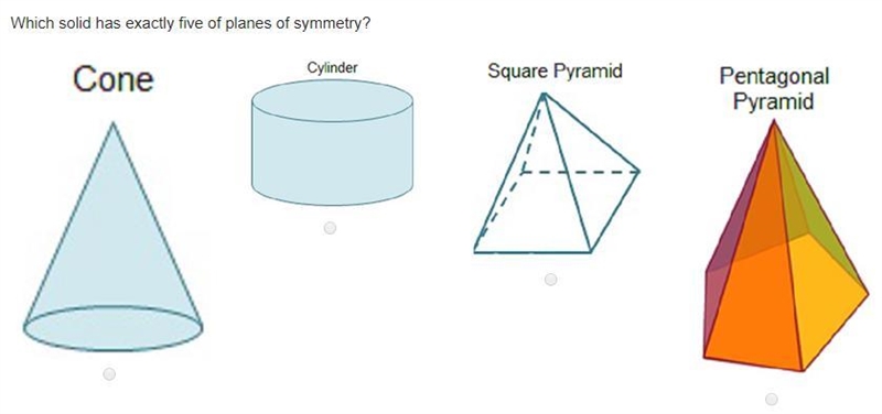 Which solid has exactly five of planes of symmetry?-example-1