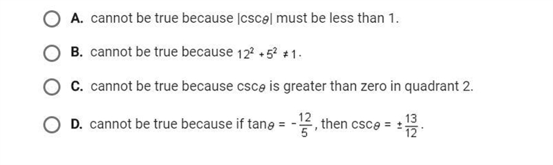 The statement tan theta -12/5, csc theta -13/12, and the terminal point determined-example-1