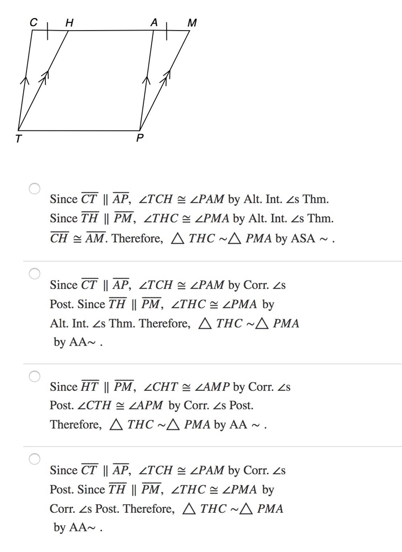 Identify the correct explanation and the similarity statement for △THC and △PMA being-example-1