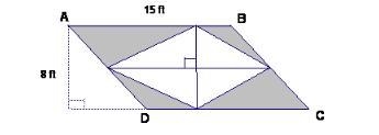 ABCD is a parallelogram; find the area of the shaded region. A. 120 ft2 B. 60 ft2 C-example-1