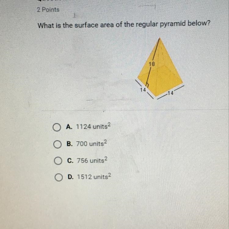 What is the surface area of the regular pyramid below-example-1