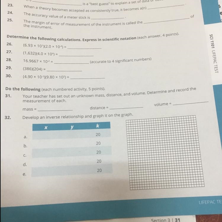 Help me with #32 develop an inverse relationship and graph it on the graph-example-1